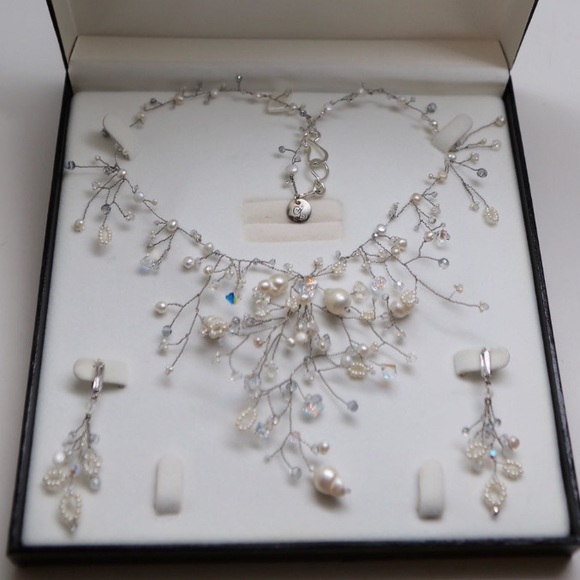 Whimsicle Wedding Vine Necklace & Earring Set | Custom Handmade | One of a kind - Picture 5 of 6